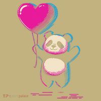 Retro Pixel Art Panda Heart Balloon Button