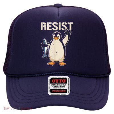 Resist Penguin Activism High Crown Mesh Back Trucker Hat