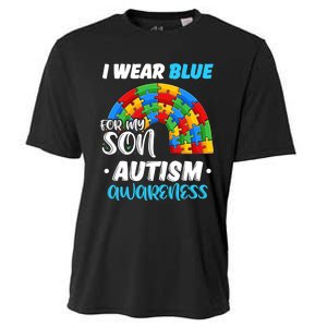 Rainbow Puzzle Autism I Wear Blue For Son Autism Awareness Cooling Performance Crew T-Shirt