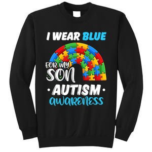 Rainbow Puzzle Autism I Wear Blue For Son Autism Awareness Sweatshirt