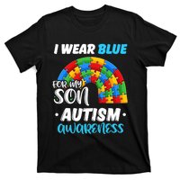 Rainbow Puzzle Autism I Wear Blue For Son Autism Awareness T-Shirt