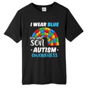 Rainbow Puzzle Autism I Wear Blue For Son Autism Awareness Tall Fusion ChromaSoft Performance T-Shirt