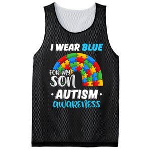 Rainbow Puzzle Autism I Wear Blue For Son Autism Awareness Mesh Reversible Basketball Jersey Tank