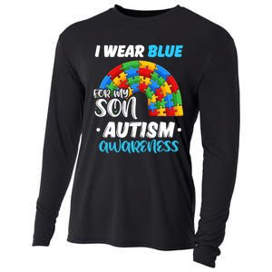 Rainbow Puzzle Autism I Wear Blue For Son Autism Awareness Cooling Performance Long Sleeve Crew