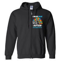 Rainbow Puzzle Autism I Wear Blue For Son Autism Awareness Full Zip Hoodie