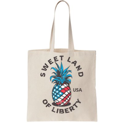 Retro Pineapple American Flag Sweet Land Of Liberty Usa Cute Gift Tote Bag