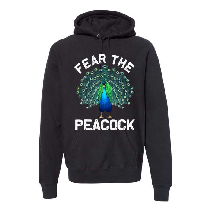 retro Peacock Art For  Colorful Peacock Bird Lover Premium Hoodie