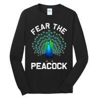 retro Peacock Art For  Colorful Peacock Bird Lover Tall Long Sleeve T-Shirt