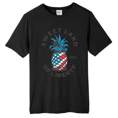 Retro Pineapple American Flag Sweet Land Of Liberty Usa Great Gift Tall Fusion ChromaSoft Performance T-Shirt