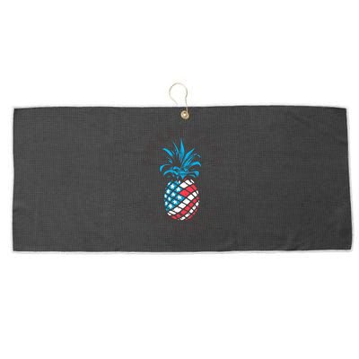 Retro Pineapple American Flag Sweet Land Of Liberty Usa Great Gift Large Microfiber Waffle Golf Towel