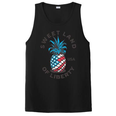 Retro Pineapple American Flag Sweet Land Of Liberty Usa Great Gift PosiCharge Competitor Tank