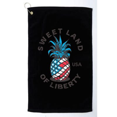 Retro Pineapple American Flag Sweet Land Of Liberty Usa Great Gift Platinum Collection Golf Towel