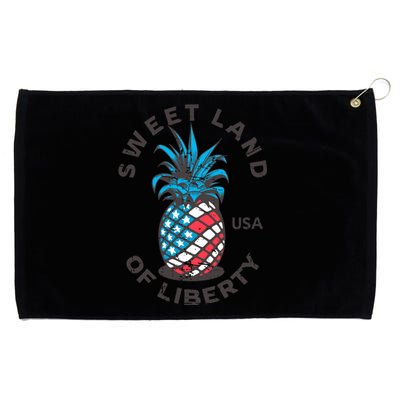 Retro Pineapple American Flag Sweet Land Of Liberty Usa Great Gift Grommeted Golf Towel