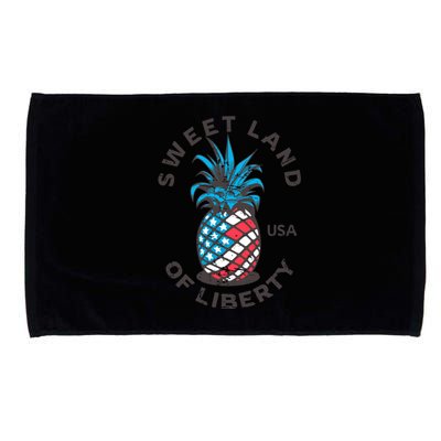 Retro Pineapple American Flag Sweet Land Of Liberty Usa Great Gift Microfiber Hand Towel