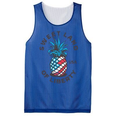 Retro Pineapple American Flag Sweet Land Of Liberty Usa Great Gift Mesh Reversible Basketball Jersey Tank