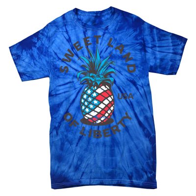 Retro Pineapple American Flag Sweet Land Of Liberty Usa Great Gift Tie-Dye T-Shirt