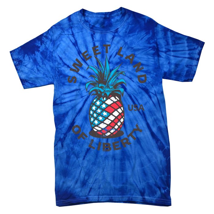 Retro Pineapple American Flag Sweet Land Of Liberty Usa Great Gift Tie-Dye T-Shirt