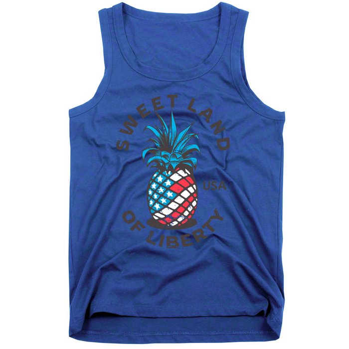 Retro Pineapple American Flag Sweet Land Of Liberty Usa Great Gift Tank Top