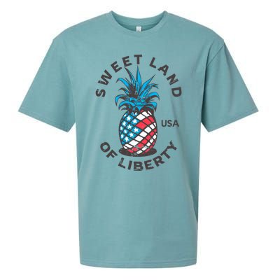 Retro Pineapple American Flag Sweet Land Of Liberty Usa Great Gift Sueded Cloud Jersey T-Shirt