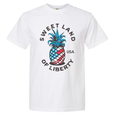 Retro Pineapple American Flag Sweet Land Of Liberty Usa Great Gift Garment-Dyed Heavyweight T-Shirt