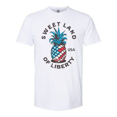 Retro Pineapple American Flag Sweet Land Of Liberty Usa Great Gift Softstyle CVC T-Shirt