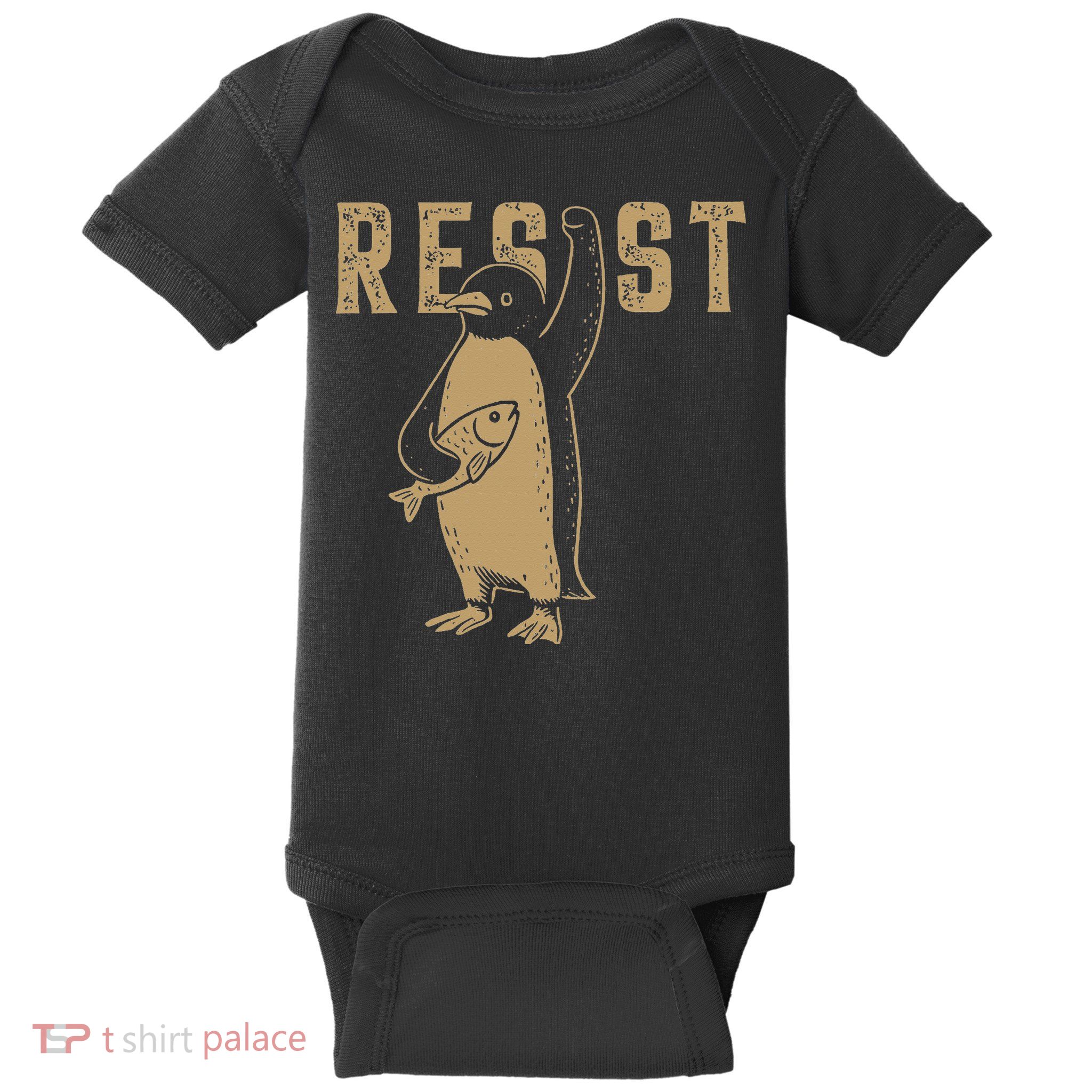 Resist Penguin Activism Graphic Anti Trump Gift Baby Bodysuit