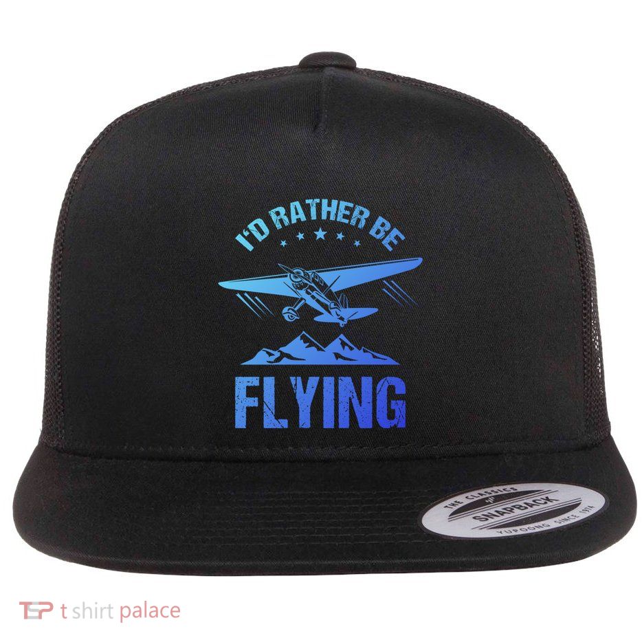 Retro Pilot Aviation ID Rather Be Flying Plane Gift Pilot Gift Flat Bill Trucker Hat