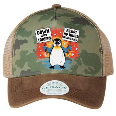 Resist Penguins Activism Funny Penguins Protest Tariffs Legacy Tie Dye Trucker Hat