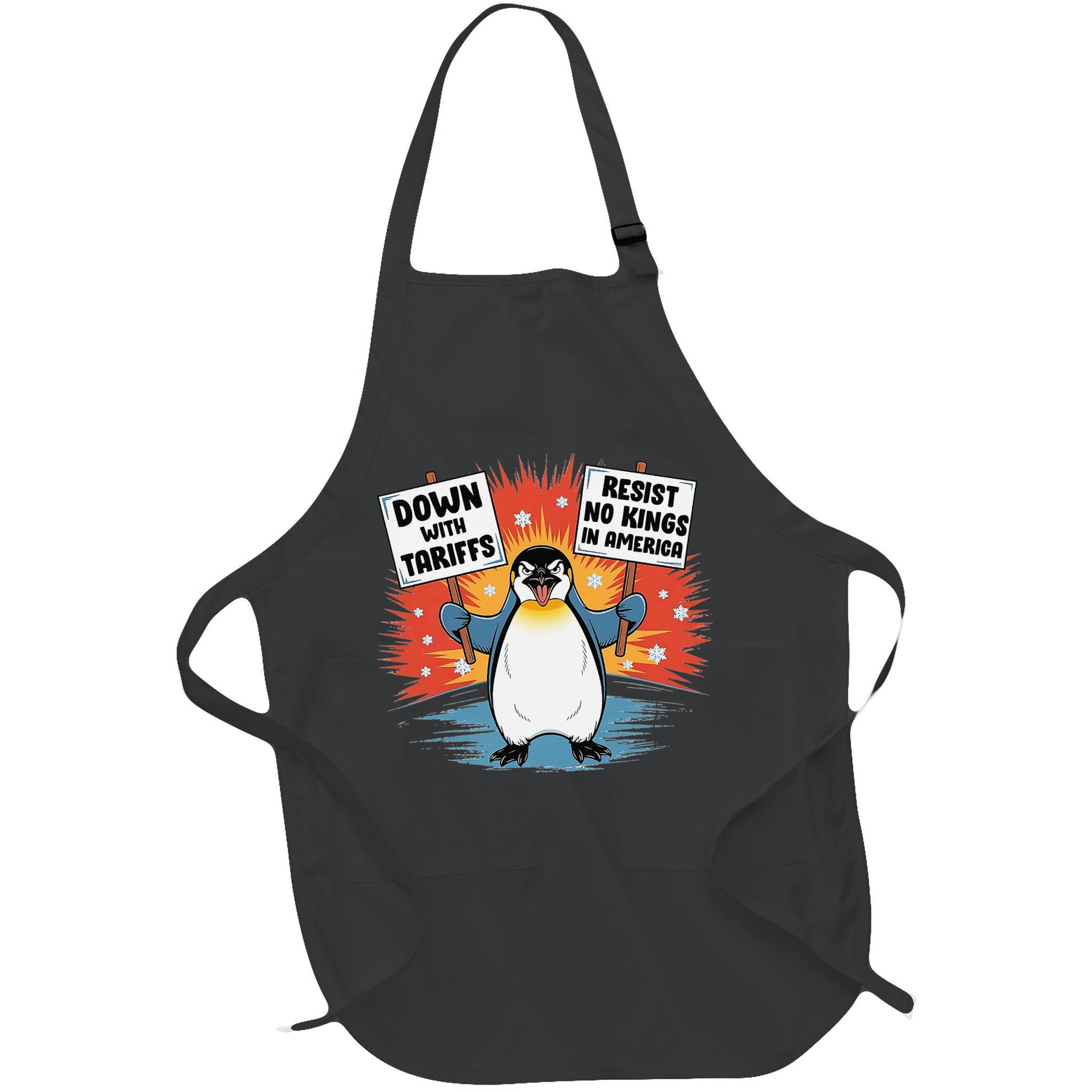 Resist Penguins Activism Funny Penguins Protest Tariffs Apron