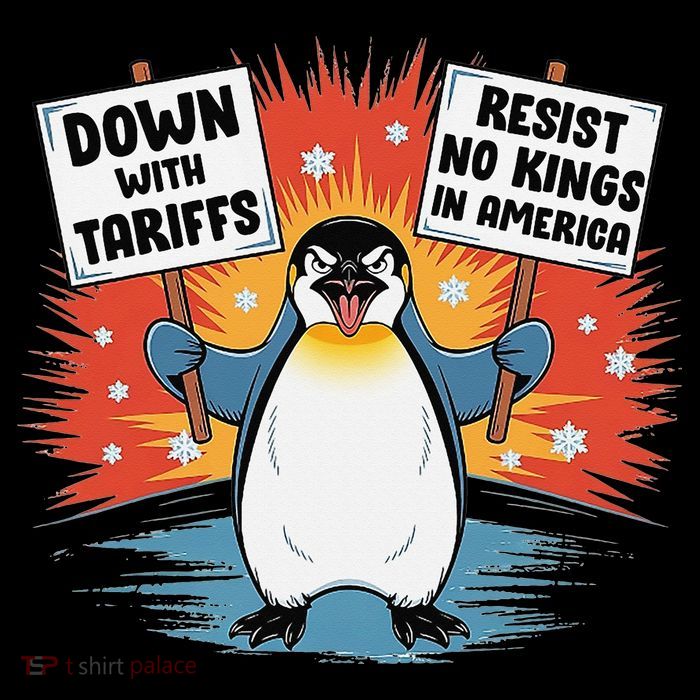 Resist Penguins Activism Funny Penguins Protest Tariffs 7-Panel Snapback Hat
