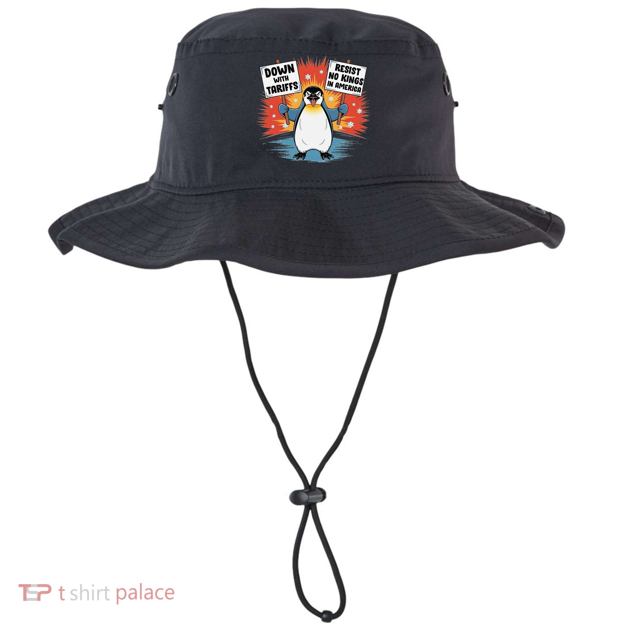 Resist Penguins Activism Funny Penguins Protest Tariffs Bucket Hat