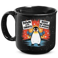 Resist Penguins Activism Funny Penguins Protest Tariffs 15oz Campfire Ceramic Mug