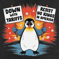 Resist Penguins Activism Funny Penguins Protest Tariffs 15oz Campfire Ceramic Mug