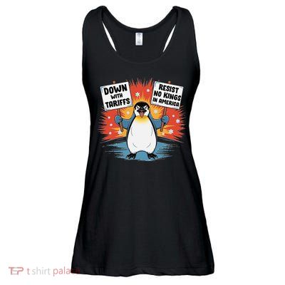 Resist Penguins Activism Funny Penguins Protest Tariffs Ladies Essential Flowy Tank