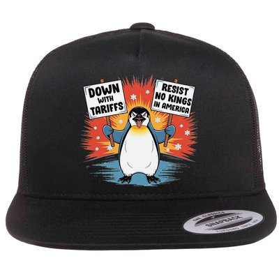 Resist Penguins Activism Funny Penguins Protest Tariffs Flatbill Hat