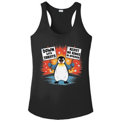 Resist Penguins Activism Funny Penguins Protest Tariffs Ladies PosiCharge Competitor Racerback Tank