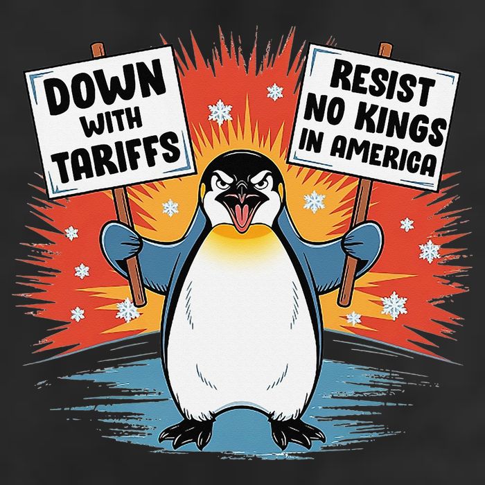 Resist Penguins Activism Funny Penguins Protest Tariffs Large Microfiber Waffle Golf Towel