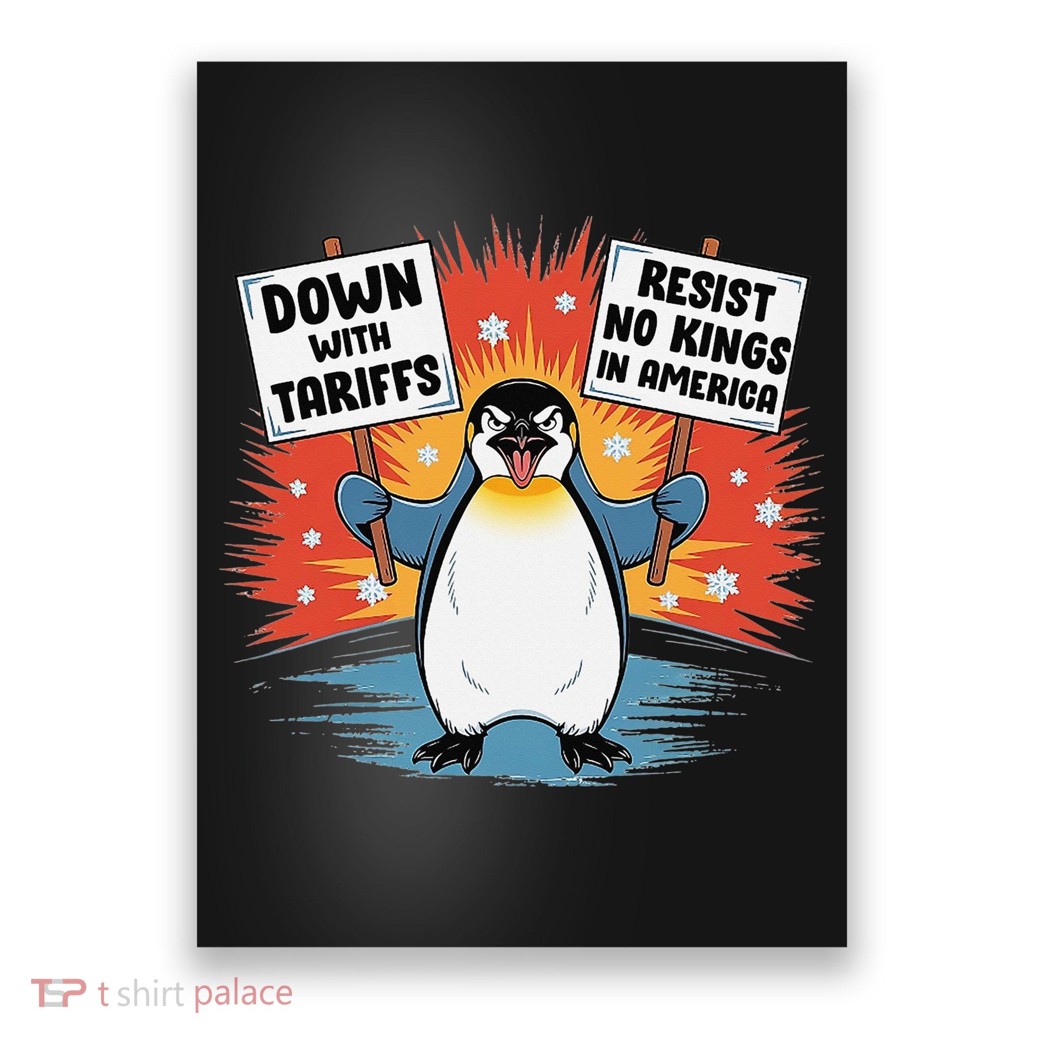 Resist Penguins Activism Funny Penguins Protest Tariffs Poster