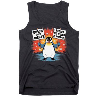 Resist Penguins Activism Funny Penguins Protest Tariffs Tank Top