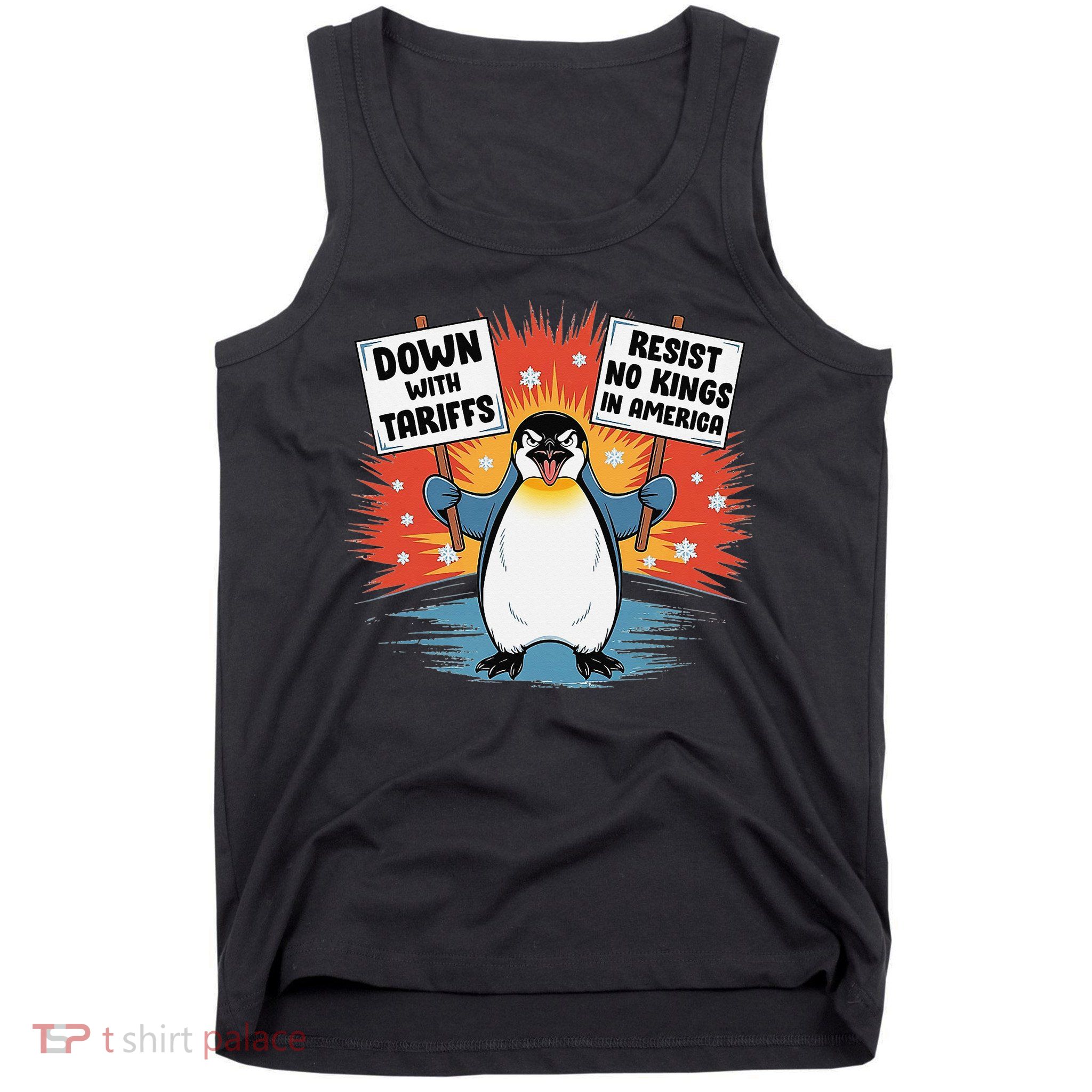 Resist Penguins Activism Funny Penguins Protest Tariffs Tank Top