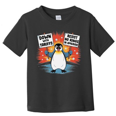Resist Penguins Activism Funny Penguins Protest Tariffs Toddler T-Shirt