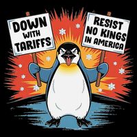 Resist Penguins Activism Funny Penguins Protest Tariffs Women's V-Neck T-Shirt