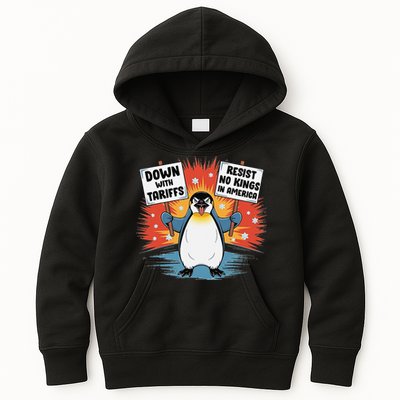 Resist Penguins Activism Funny Penguins Protest Tariffs Kids Hoodie