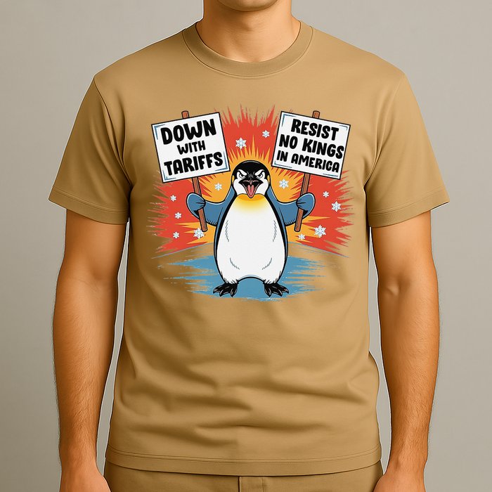 Resist Penguins Activism Funny Penguins Protest Tariffs T-Shirt