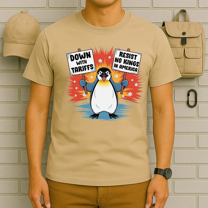 Resist Penguins Activism Funny Penguins Protest Tariffs T-Shirt