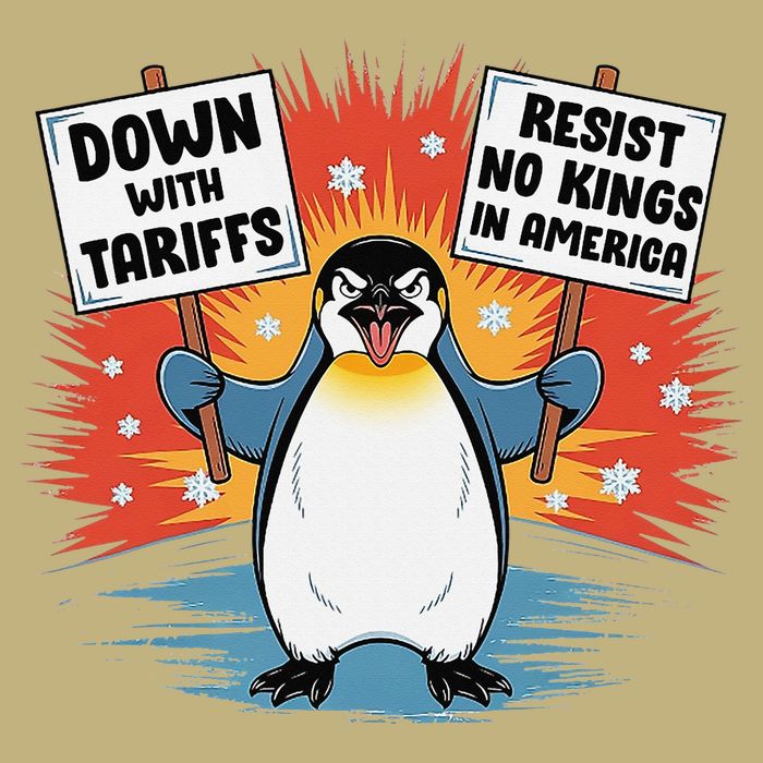 Resist Penguins Activism Funny Penguins Protest Tariffs Button