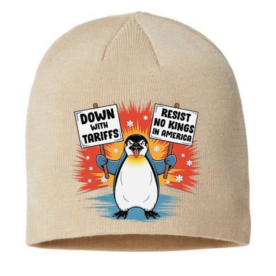 Resist Penguins Activism Funny Penguins Protest Tariffs Sustainable Beanie