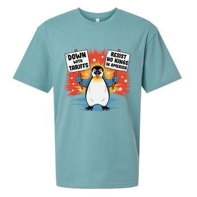 Resist Penguins Activism Funny Penguins Protest Tariffs Sueded Cloud Jersey T-Shirt