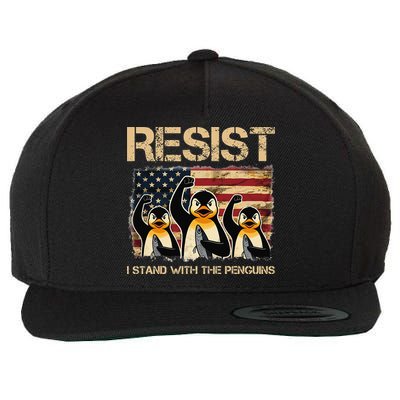 Resist Penguin Activism Flippers Up I Stand With Penguins Wool Snapback Cap
