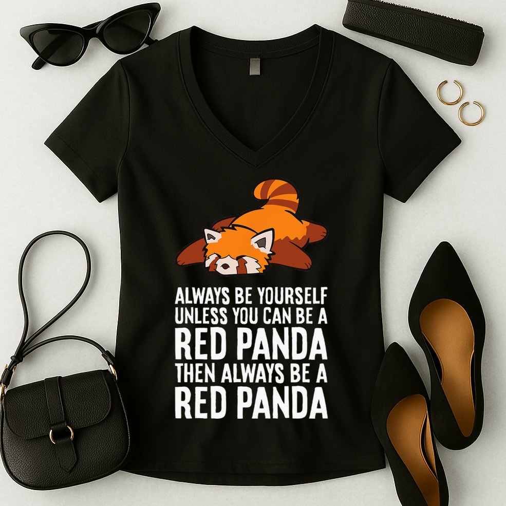 Red Panda Always Be Yourself Unless You Can Be A Red Panda Women's V-Neck T-Shirt